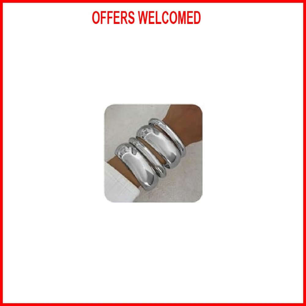 Chunky Wide Bangle Bracelet Stackable Statement C… - image 2